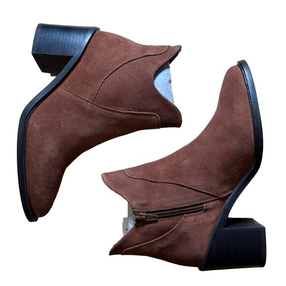 Seychelles Pretty Little Bird Heeled Suede Bootie Women's Size 6 in Cognac NWOB! - Picture 5 of 9